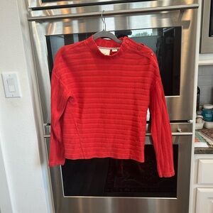 Maeve Red Ribbed Long Sleeve Shirt, size S, has slight wear